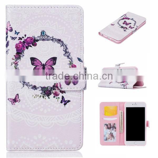 Universal Embossed PU Flip Stand Wallet Leather Mobile Phone Back Cover For iPhone 6 6S