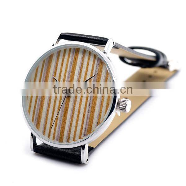 Custom logo watch mens retro ebony watches with leather strap