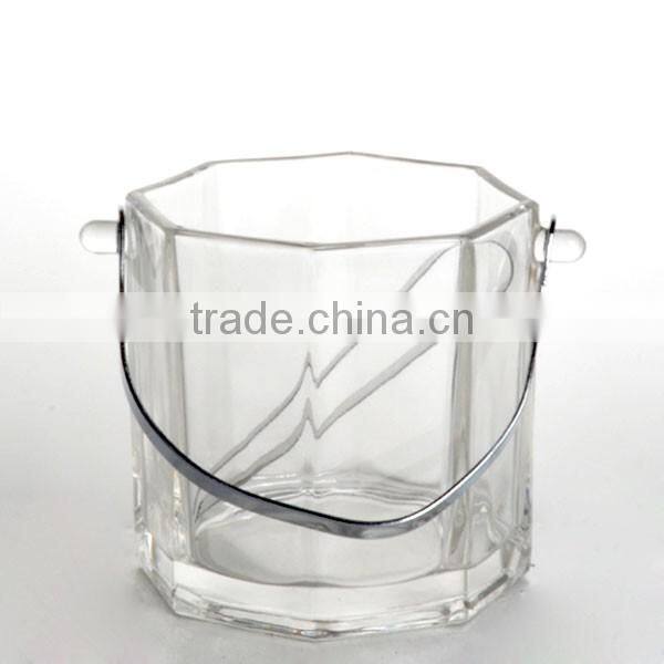 glass ice bucket with ice clamp