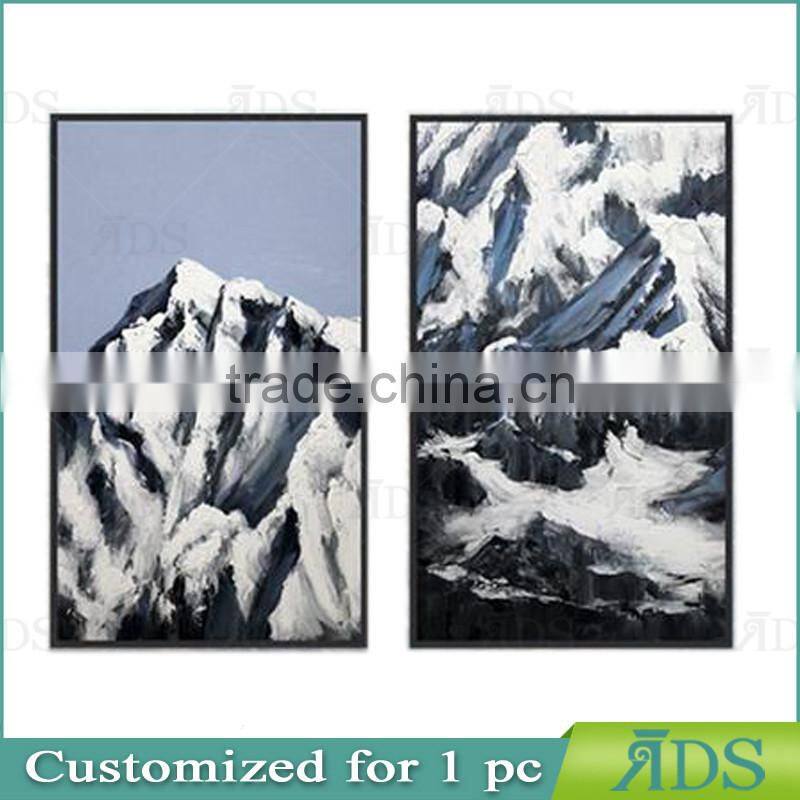 Framed handmade winter landscape painting for home decoration