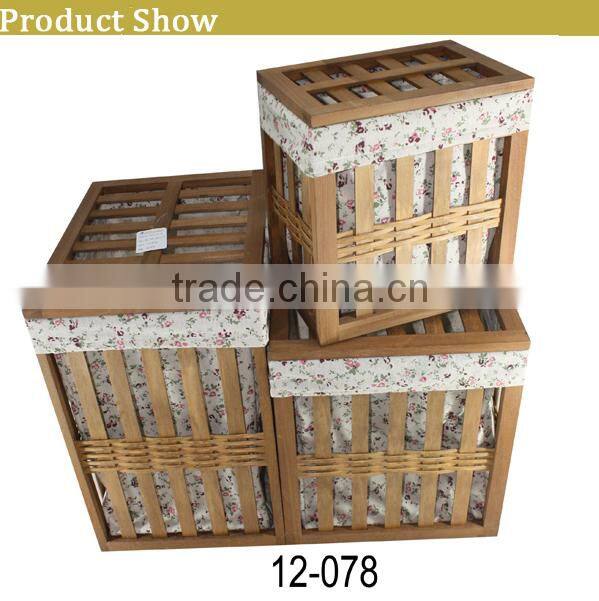 cheap wooden storage basket bin box