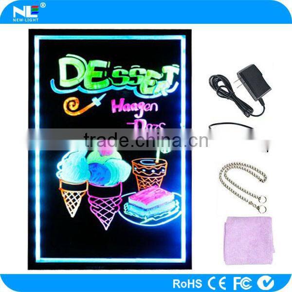 Semi-outdoor tempered glass panel LED writing board illuminated LED message board restaurant LED advertising board