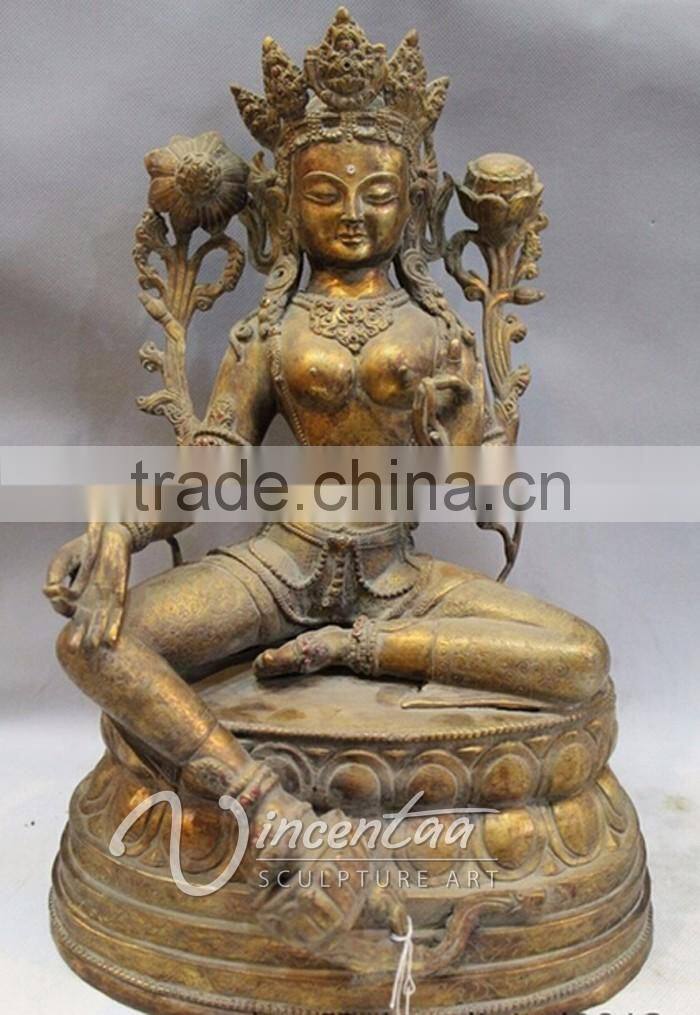 High Quality outdoor garden decor bronze female buddha statue