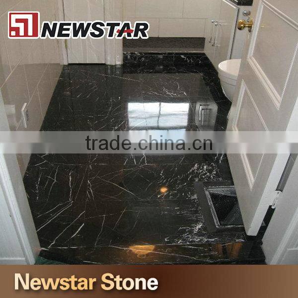 Newstar Nero Marquina China Polished Black Marble Tile With White Vein
