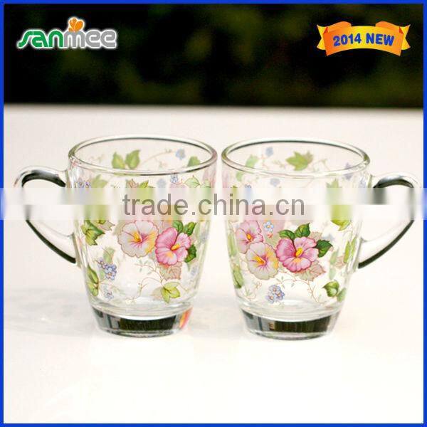 New Style Straight Colored Drinking Glass Cup With Handle