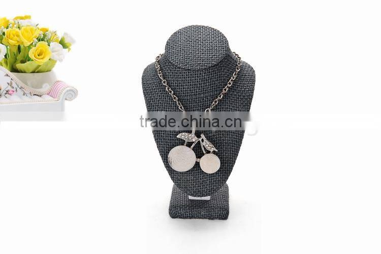 2015 hotsell high quality linen covered fashion jewelry display neck stands