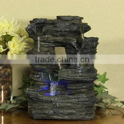 Five Stream Rock Cavern Tabletop Fountain with Multi-Colored LED Lights