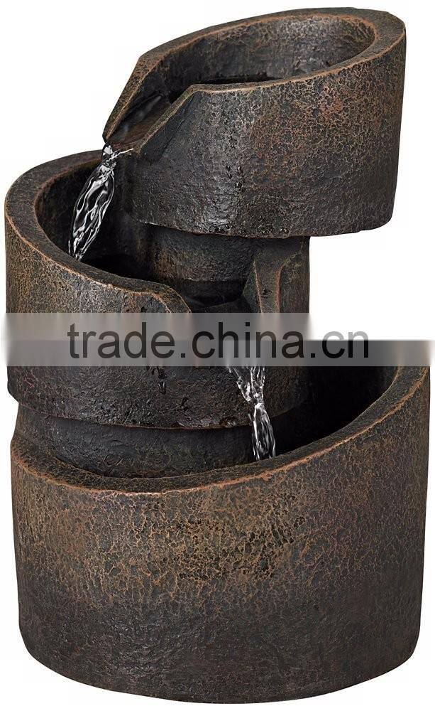 3-Tier Bronze Stone Contemporary Tabletop Fountain