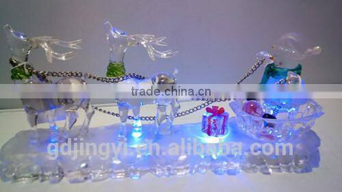 12.5inch Acrylic led double deer and snowman standing ice pedestal for table decoration