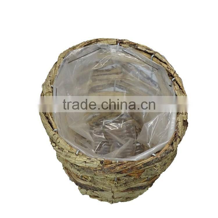 Outdoor round natural rattan gardening flowerpot