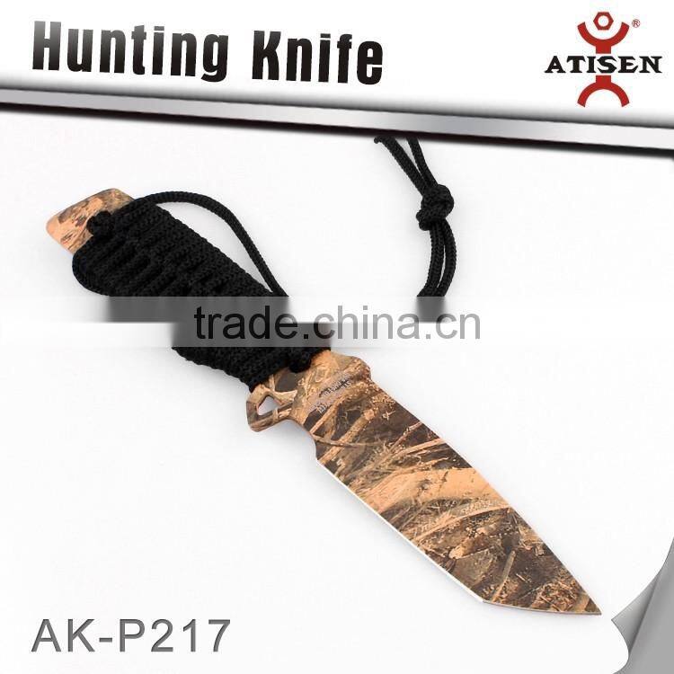 New Design Hunting Knife 3Cr13 Blade Lanyard Wrapped Handle Outdoor Survival Hand Tools