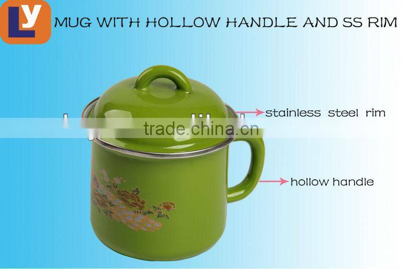 big size promotion enamel cup printed enamel mugs