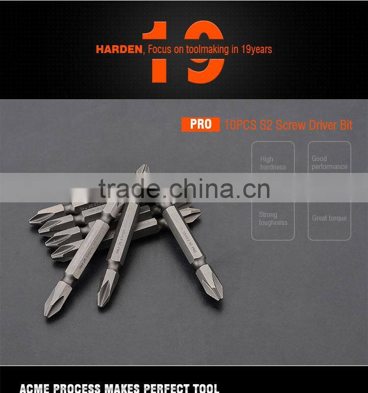 Professional PH2X65mm Hand Tool 10pcs S2 Screwdriver Bit Set