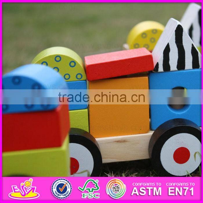 2016 new products kids wooden building blocks train set W04A265