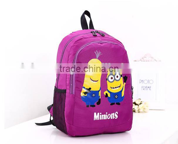 cute minion cartoon school backpack for kids
