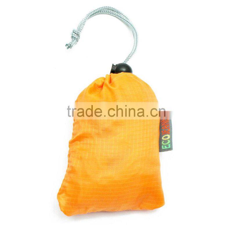 NEW Eco Friendly Ripstop Nylon Foldable Reusable Bag Grocery Shopping Tote Bag with velcro on the top of the handles