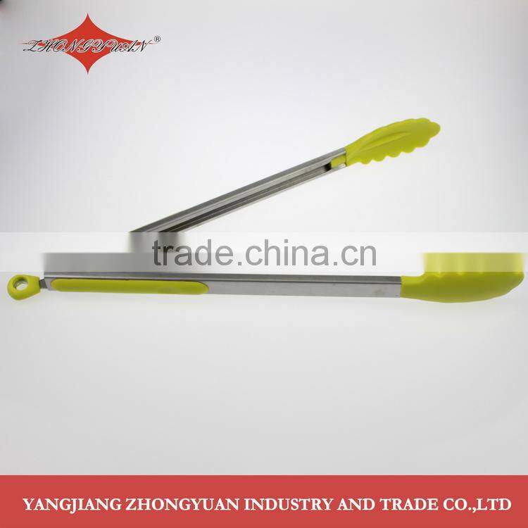 China manufacture stainless steel handle nylon food clip kitchen utensi food tongs