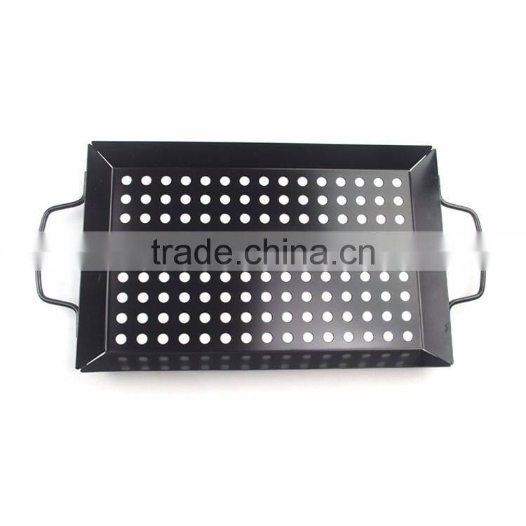 3pcs mini non-stick coated carbon steel custom design bbq accessory double handle grill