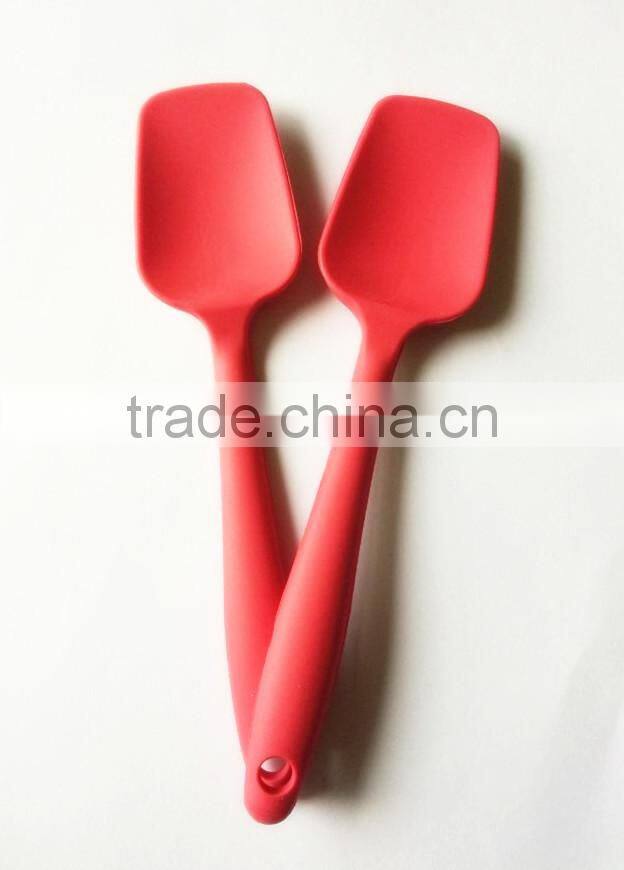 Eco-friendly non-stick wholesale silicone tasting spoon with inner stainless steel , hot sale on ebay
