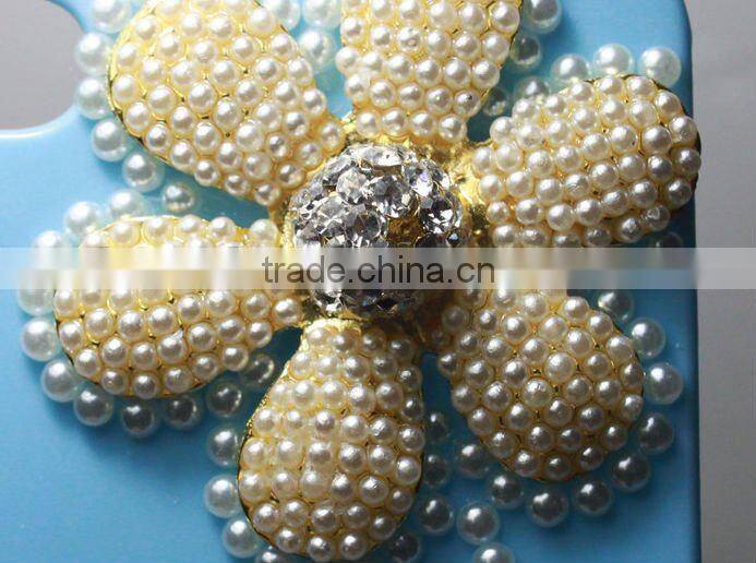hot sell for iphone case for iphone 4g case with pearl and flower