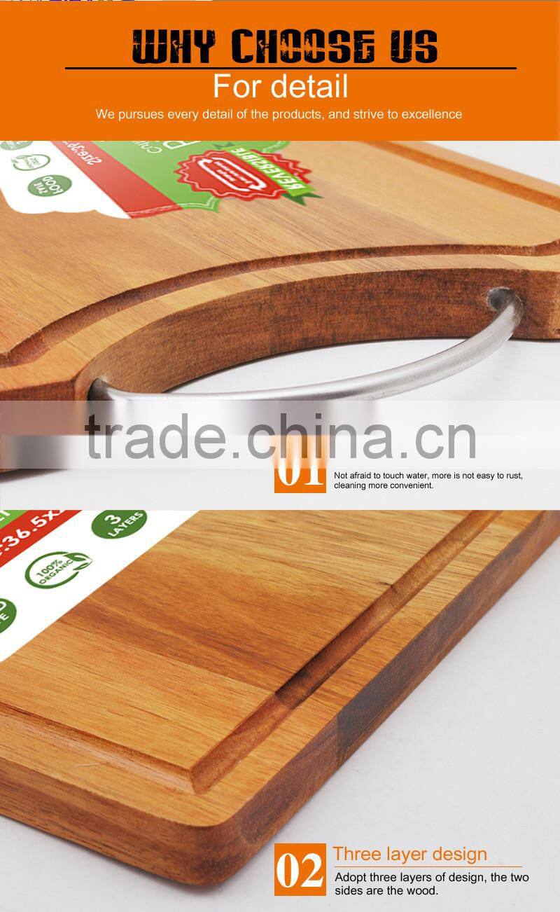 Manufacturers wholesale stainless steel handle acacia wood chopping block