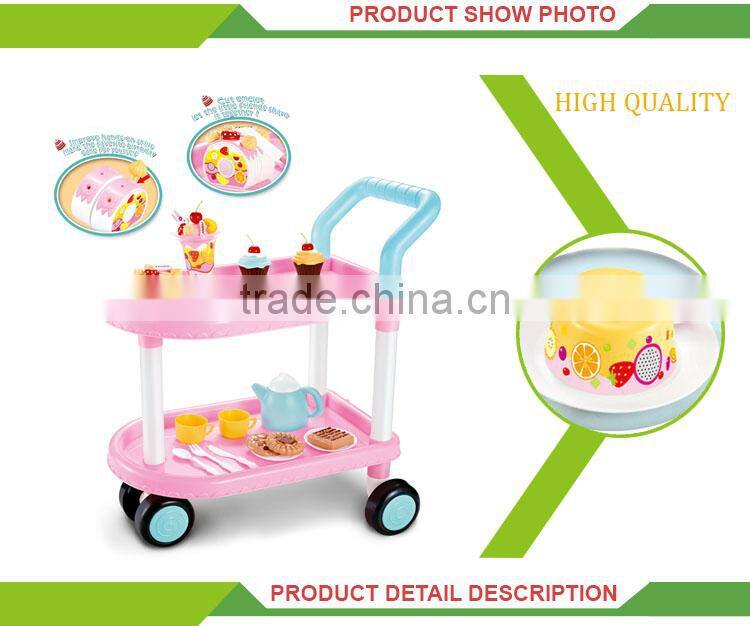 New kids diy cake party pretend play plastic food trolley cart