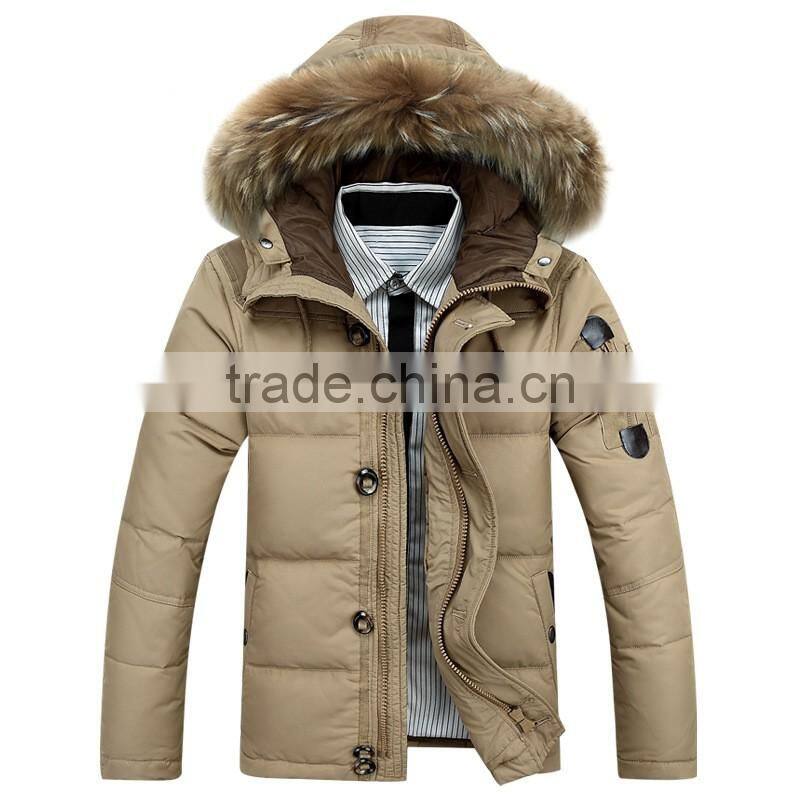 Fashion winter parka jacket with fur hood for men winter jacket men 2016