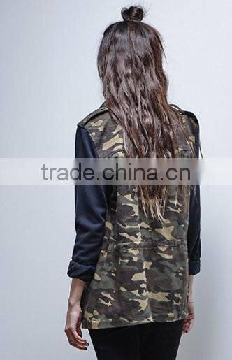 OEM High Quality Fashion Womens Slim Fitted Camo Print Military Jacket