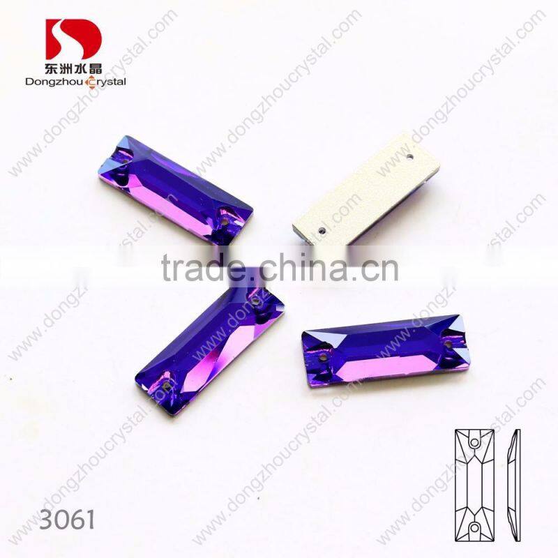 Dongzhou purple 277 rectangle flat back sew on k5 crystal stones