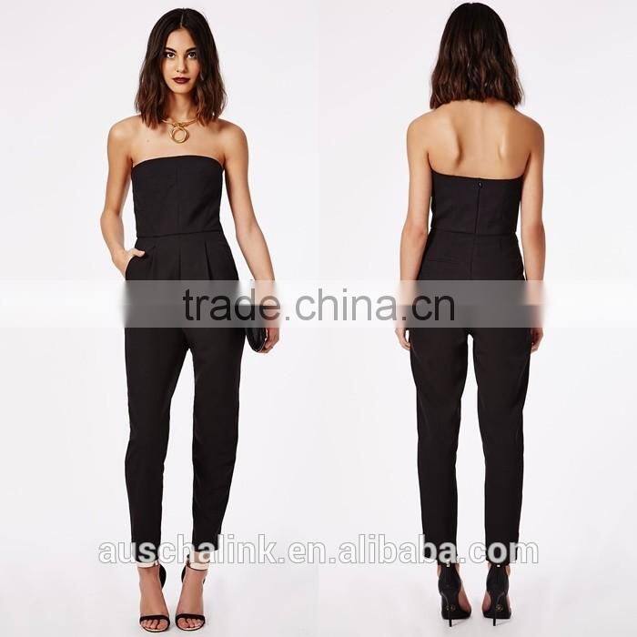 best selling girls sexy black tailored bandeau jumpsuit OEM service