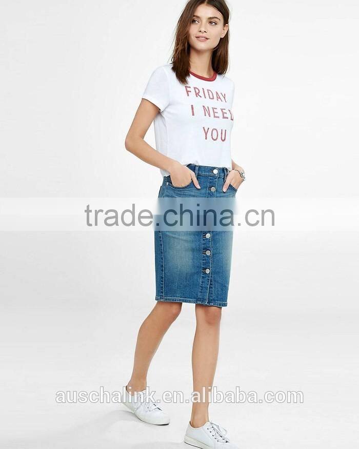 high waisted button front cheap denim skirts for women