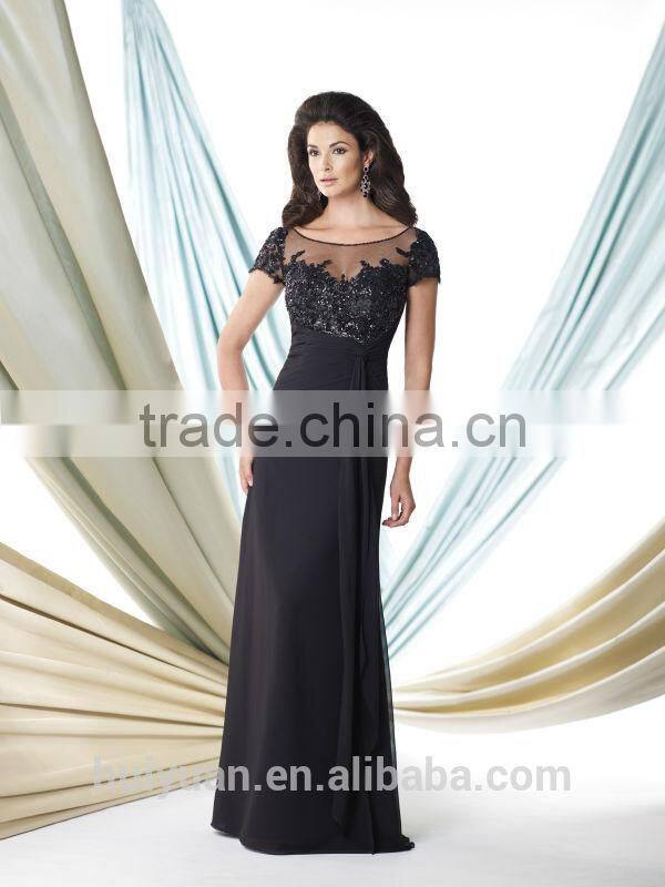 new fashion cap sleeve chiffon lace long evening dress