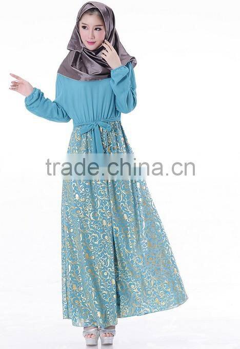 chiffon full length muslim long sleeve maxi dress