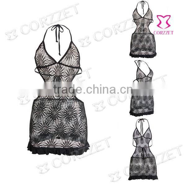 Black sexy backless girls nighty sexy wear lingerie