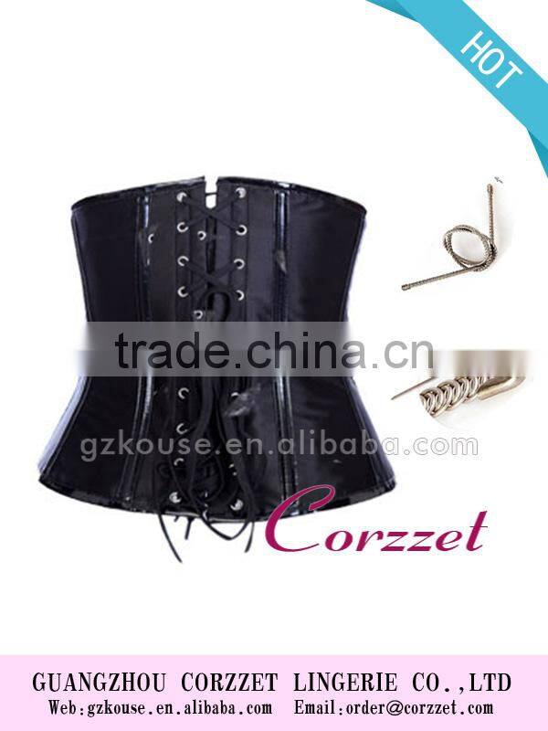 Black Underbust Belt Buckle Front Zipper Corset Tops