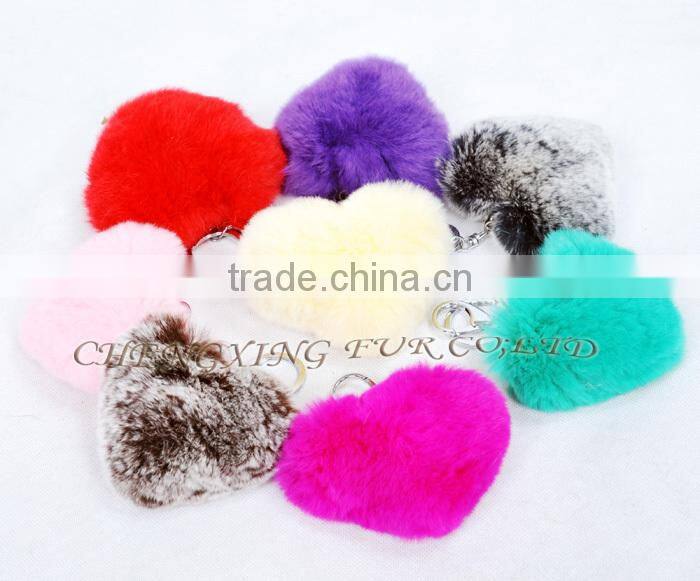 CX-R-46 Lovely Fashion Genuine Rex Rabbit Fur Keychain