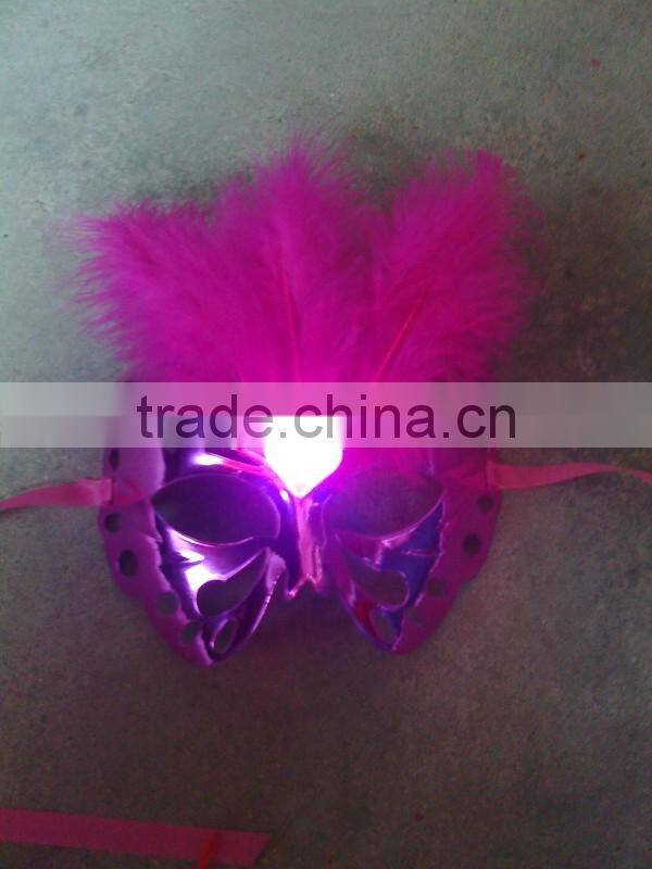 2014 wholesale feather led flashing light party masks