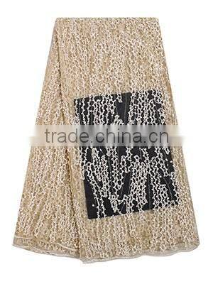 Plain color african lace fabrics fancy beautiful embroidered dress french lace with big beads FL0248