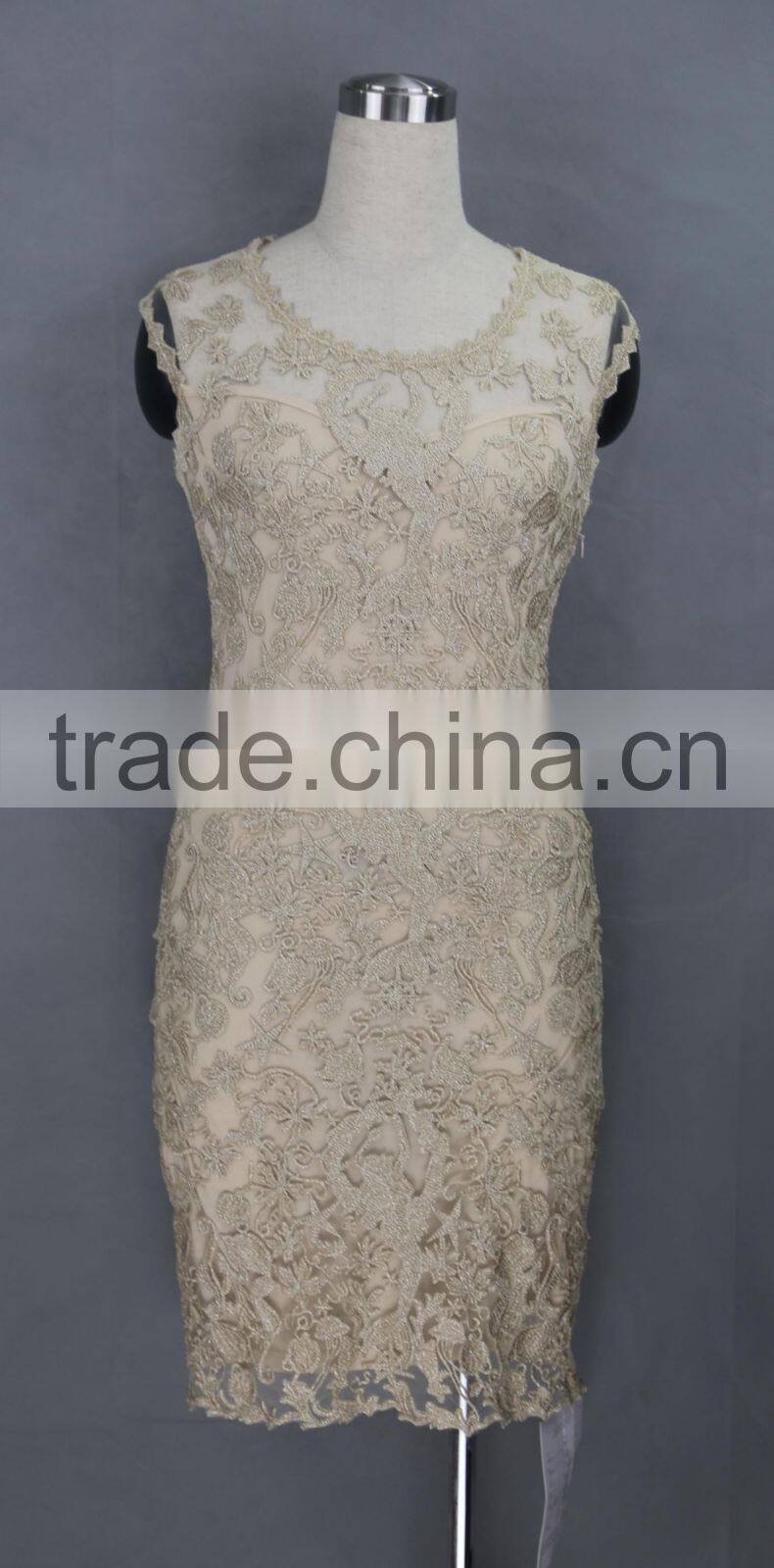 new design short sleeve crochet lace casual slim dress for ladies