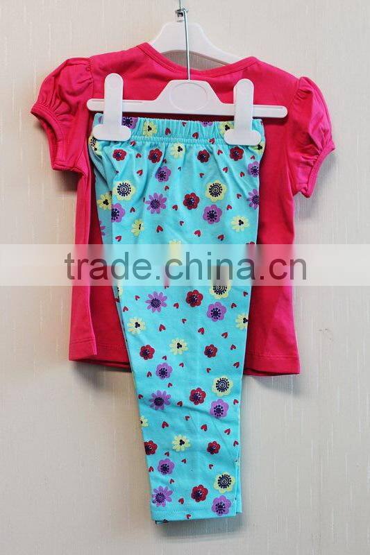 2016 Fashion Baby Girls Summer 2 Pcs Set Fish Printed 100% Cotton Cap Sleeve Clothing Set TP-7720