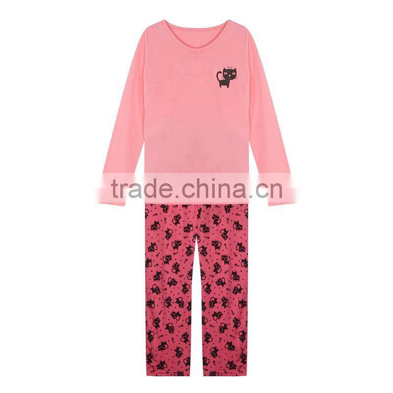 Girl's pink cat pyjama set