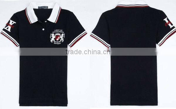 Cotton polyester blend embroidered logo polo shirts collar design