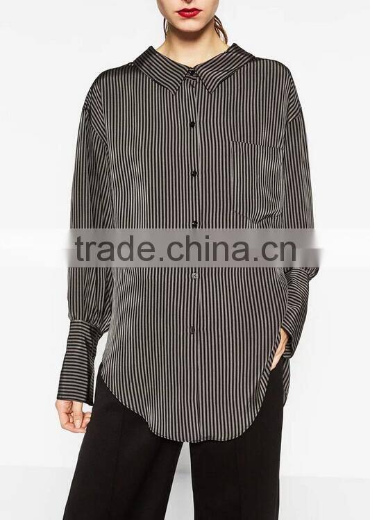 Runwaylover EY2377B New Style 2017 Ladies Fashion Loose Stripe Blouse