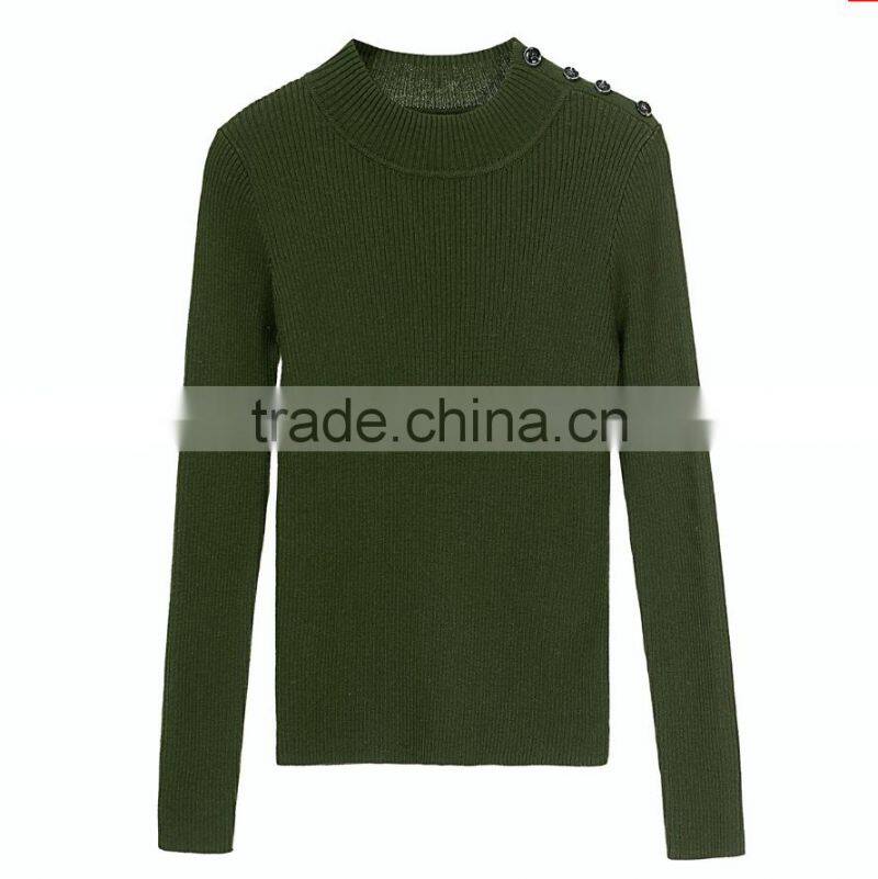 Green color ladies sweater 2017 fashion style women pullover sweater
