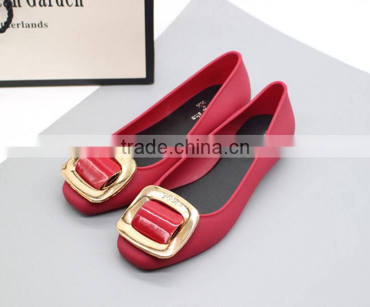 Flat melissa shoes for women, square button type melissa