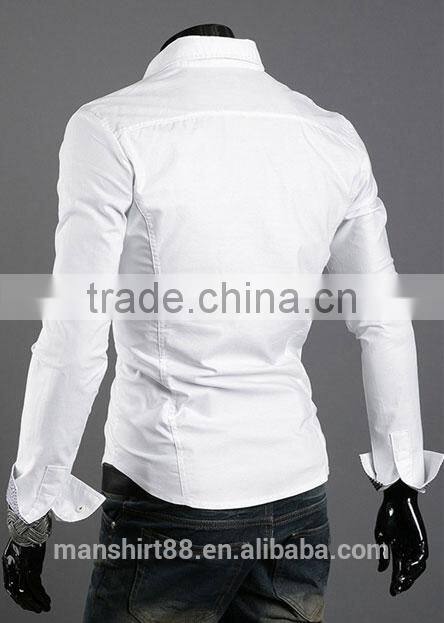 men's stylish contrast color slim fit oxofrd formal shirt