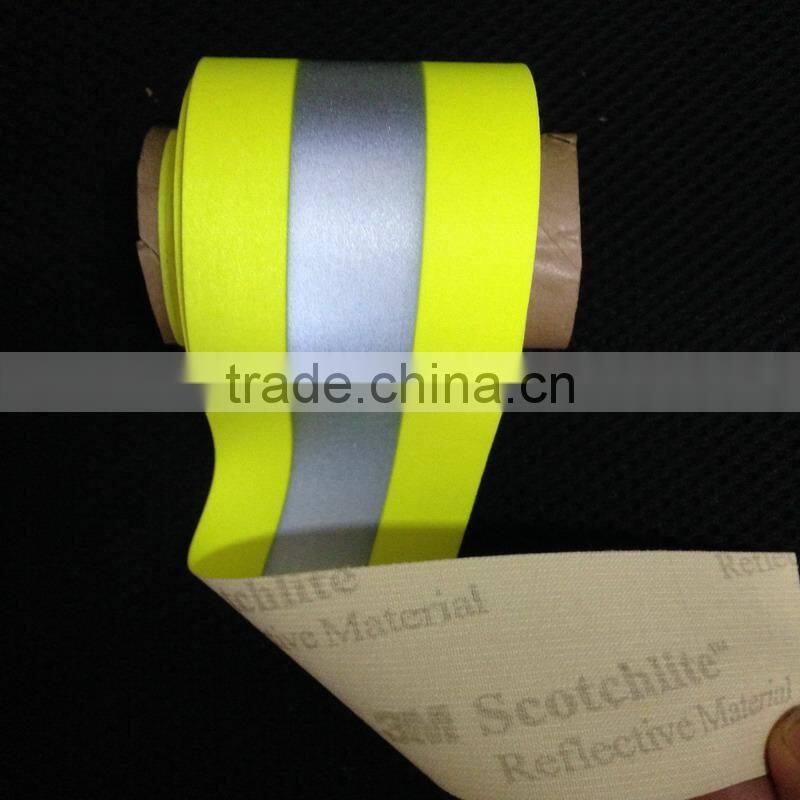 China supplier fluorescent yellow fire retardant reflective tape for firefighter uniform