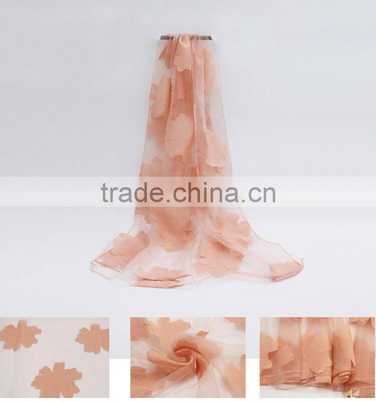 Transparent flower Silk lady neck scarf for custom