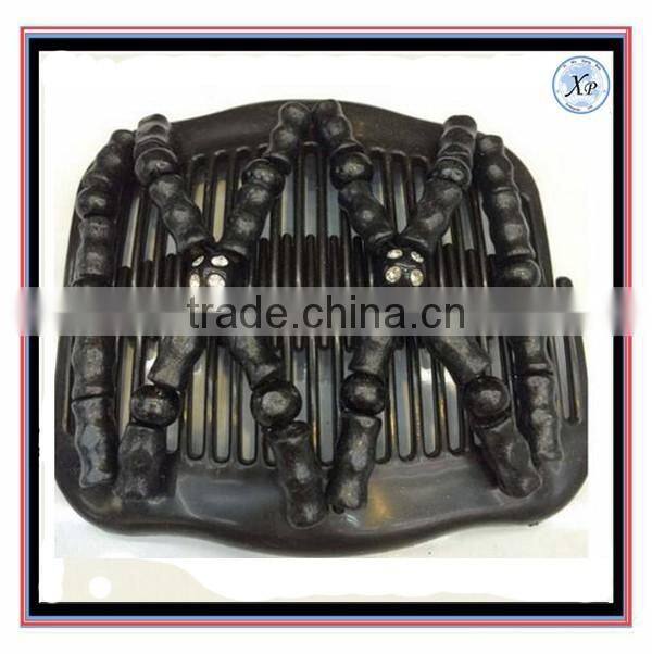 Hot Saling Diy Fashion European Style Brown White Elastic Wooden Beaded Magic Comb Jewelry