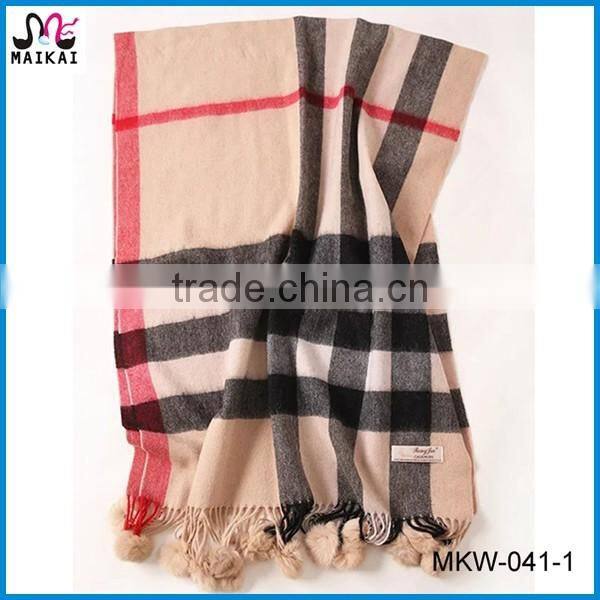 Sexy women's winter fashion checked wool pashmina shawl